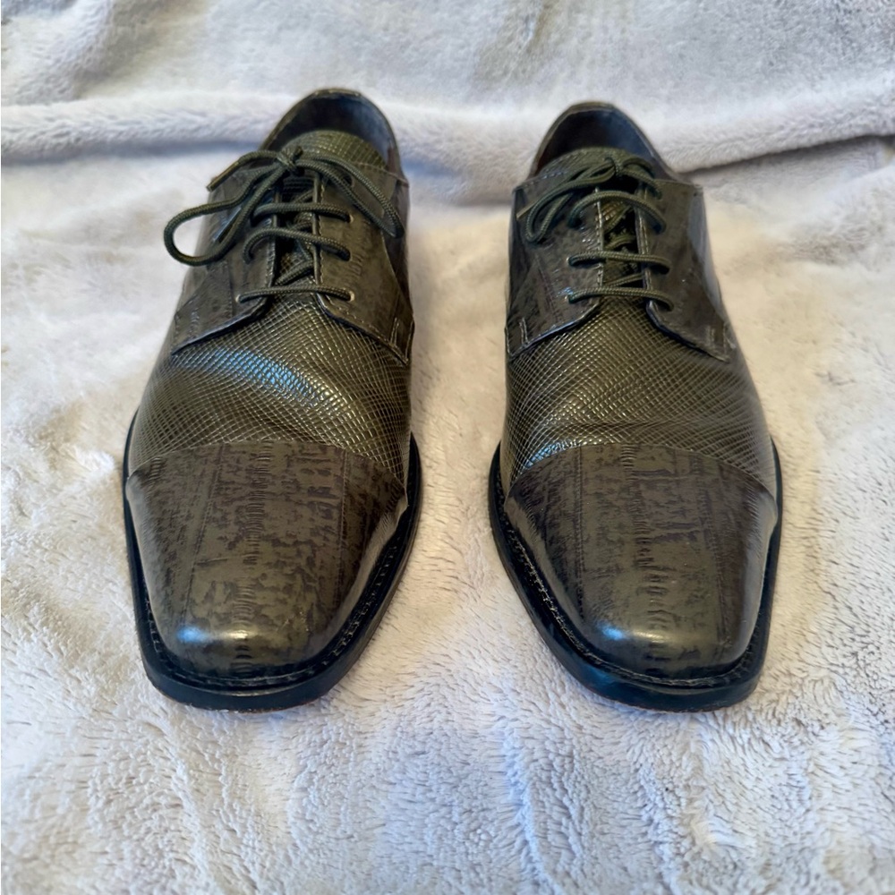 Stacy Adams‎ Men's Garcea Olive Green Alligator/Lizard Print Dress Shoes Size 9